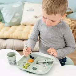 Foodie Middagssett Med Sugekopp Tiny Farm Grønn