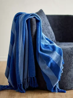Frello Pledd Blått Resirkulert Bomull