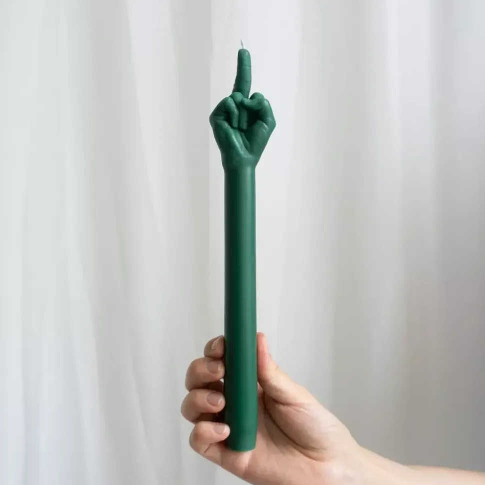 Gesture Taper Candle "F*CK YOU" Grønt