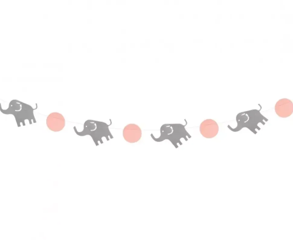 Girlander Papir Elefant 2m Rosa