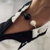 Globe Emalje Armbånd Elfenben/Svart/Stål