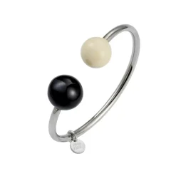 Globe Emalje Armbånd Elfenben/Svart/Stål