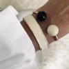 Globe Emalje Armbånd Elfenben/Svart/Gull