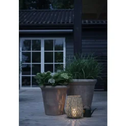 Harley Lanterne Flettet Grønn/Natur m/glass D27 H34