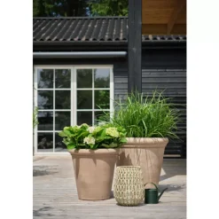 Harley Lanterne Flettet Grønn/Natur m/glass D27 H34