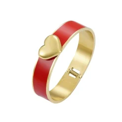 Heart Enamel Armbånd Rød/Gull