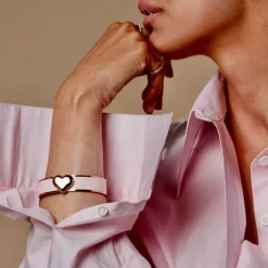 Hjerte Emaljert Armbånd Lys Rosa/Gull