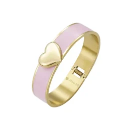 Hjerte Emaljert Armbånd Lys Rosa/Gull
