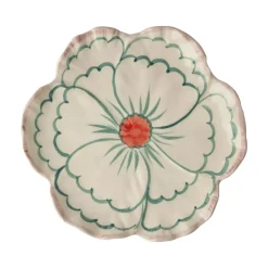 Håndmalt Blomsterformet Tallerken Jade/Rosa