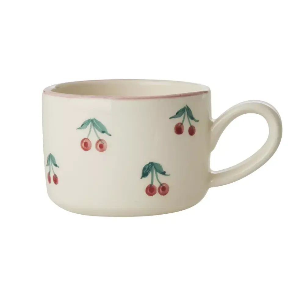 Håndmalt Cappuccinokopp Kirsebær