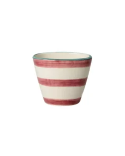 Håndmalt Oval Espressokopp Med Rosa Striper