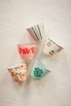 Håndmalt Oval Kopp Blomster