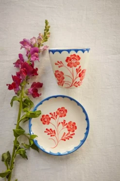 Håndmalt Oval Kopp Vintage Blomster