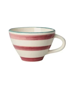 Håndmalt Tekopp Rosa Striper