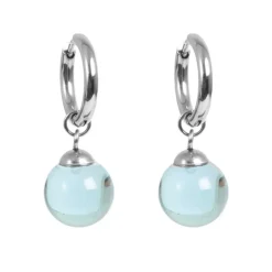 Hoops Med Glasskule Aqua Sølv 13mm
