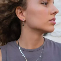 Hoops Med Glasskule Aqua Sølv 13mm