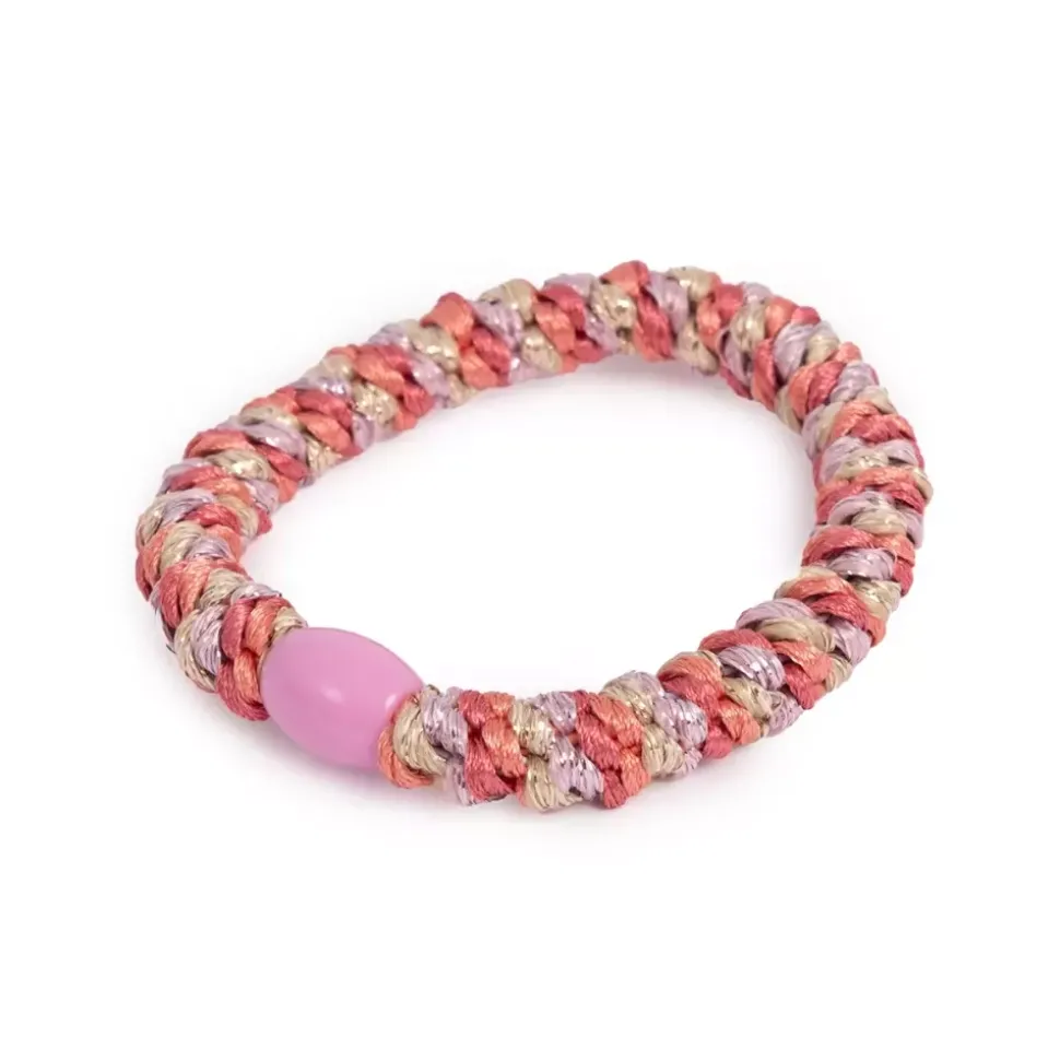 Hårstrikk Tuttifrutti m /rosa perle