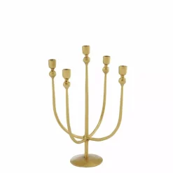 Imelia Lysestake 5-Armet 16x16x24,5 cm Lys Gull