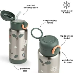 Isolert Drikkeflaske Med Sugerør Tiny Trails Grønn 340 Ml