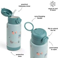 Isolert Drikkeflaske Med Sugerør Tiny Farm Blå 340 Ml