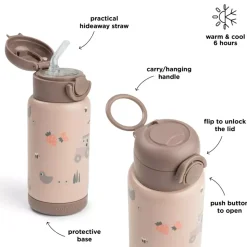 Isolert Drikkeflaske Med Sugerør Tiny Farm Powder 340 Ml