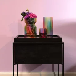 Jaquard Stripes Vase H20 Multicolor