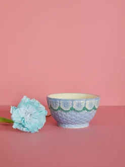 Keramikkbolle Med Blomstermotiv Blå