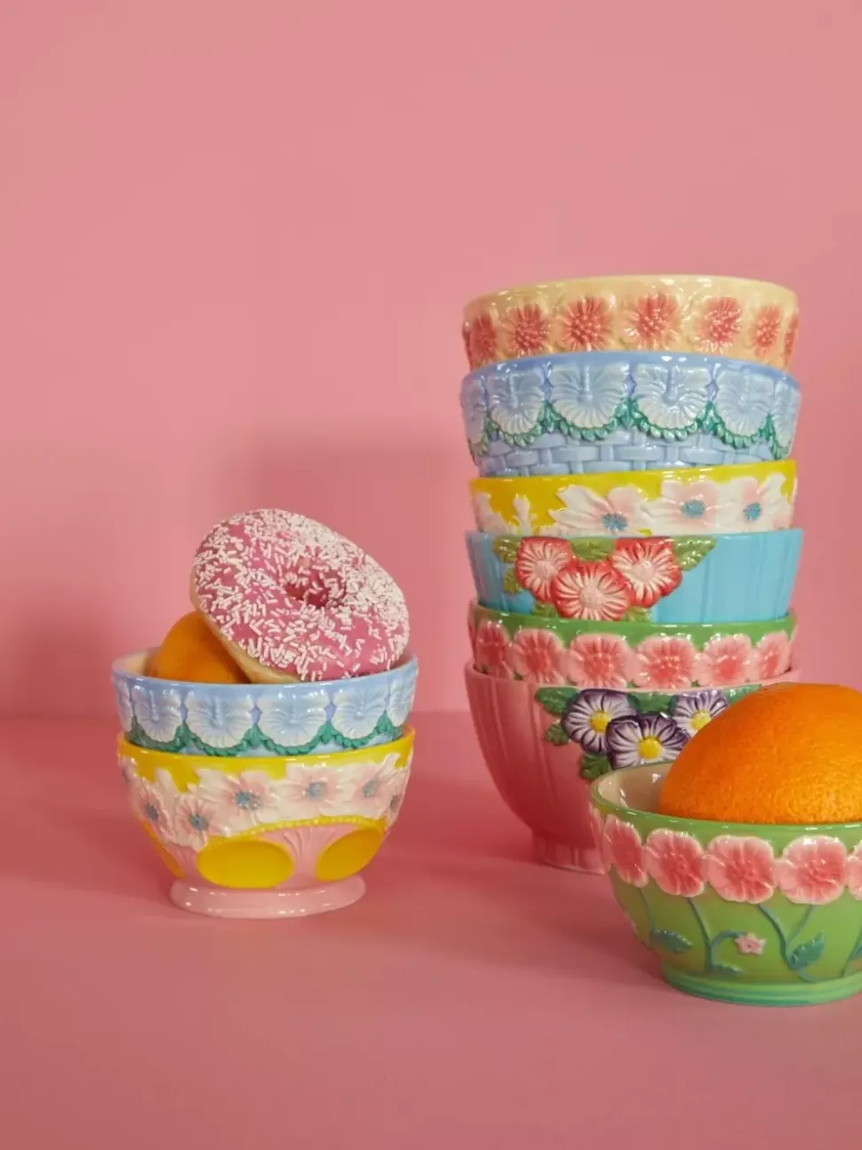 Keramikkbolle Med Blomstermotiv Blå