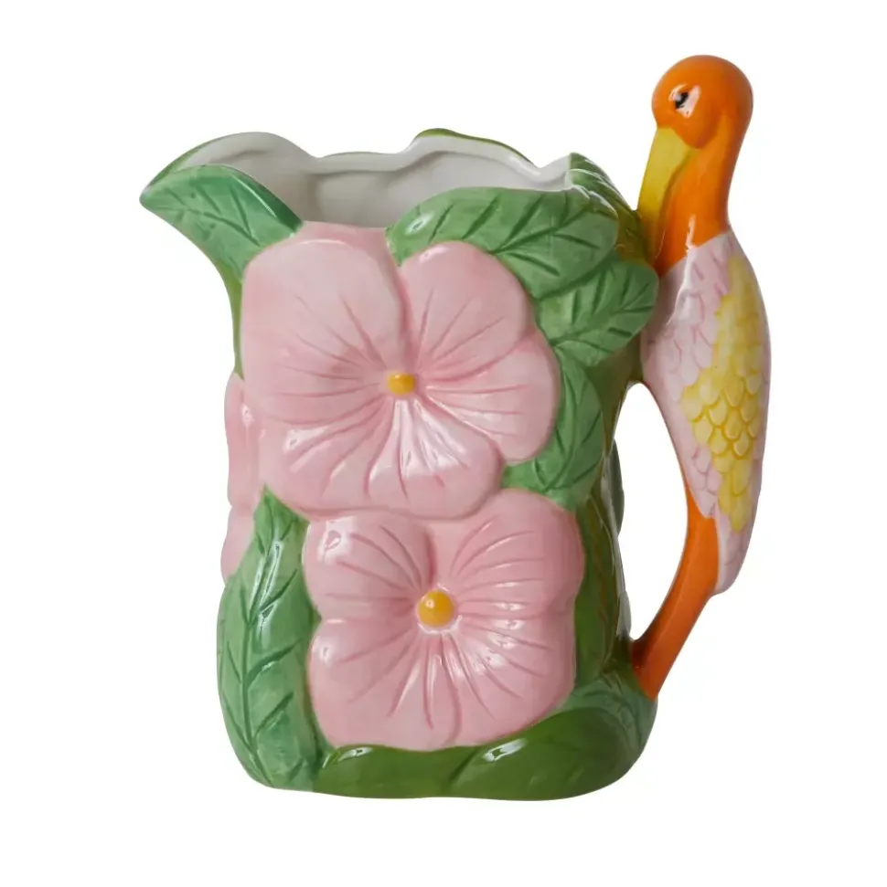 Keramikkvase Blomster Og Fugl