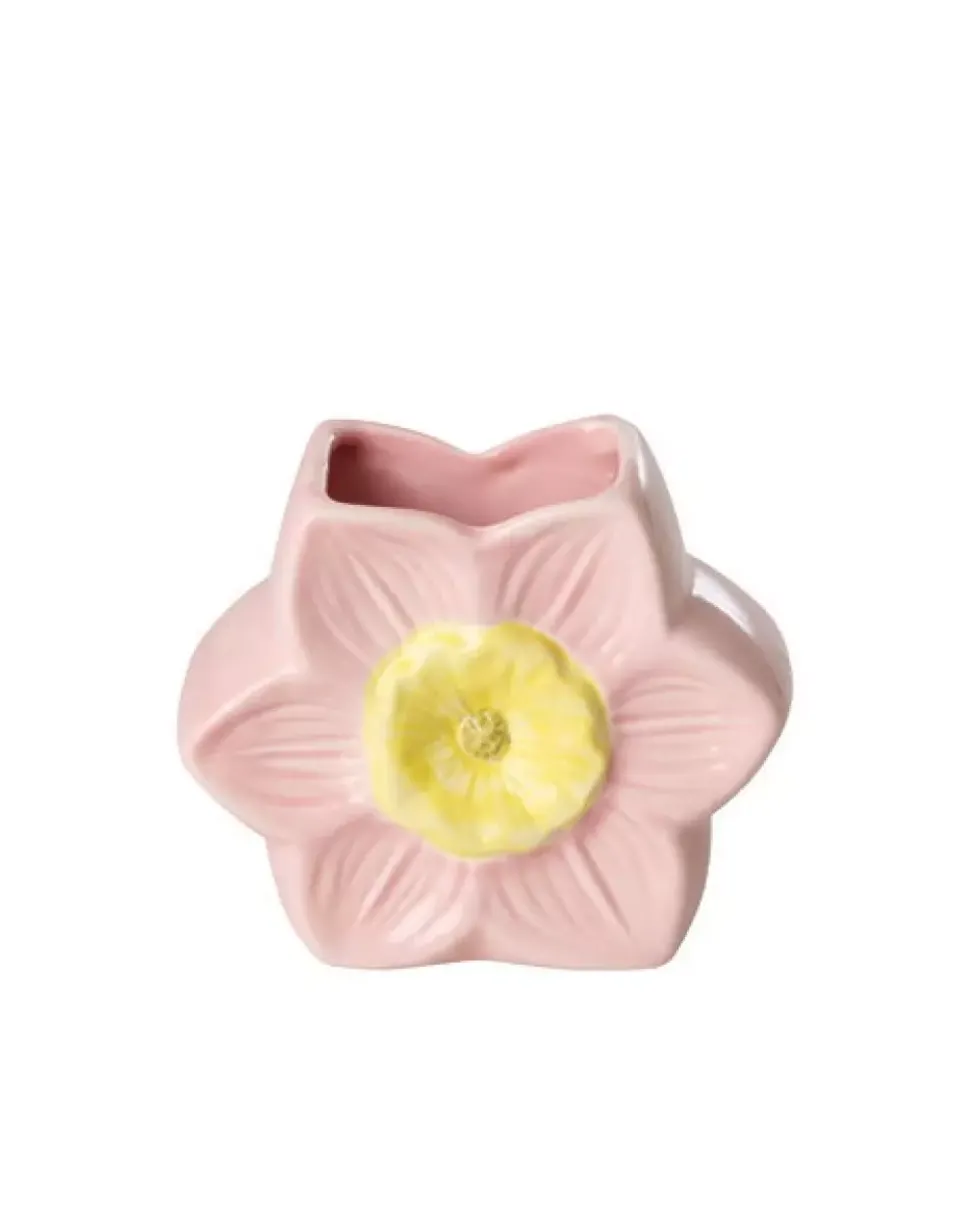 Keramisk Vase Med Blomstermotiv