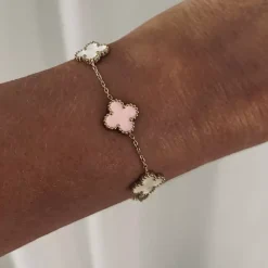 Kløver Mix Armbånd Rosa/Gull