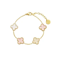 Kløver Mix Armbånd Rosa/Gull