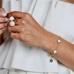 Kløver Multi Armbånd Hvit/Gull