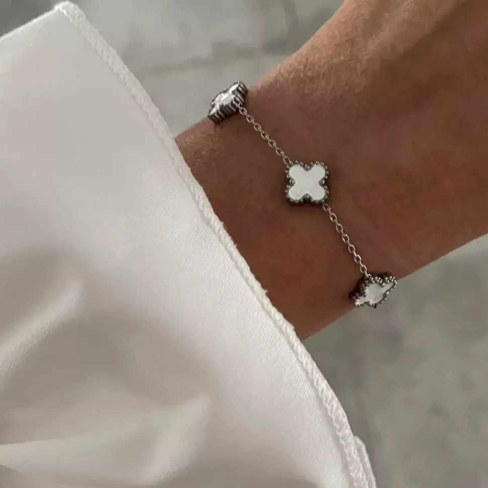 Kløver Multi Armbånd Hvit/Sølv