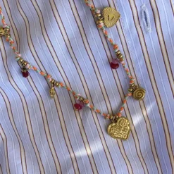 Kort Kjede Med Charms, pink