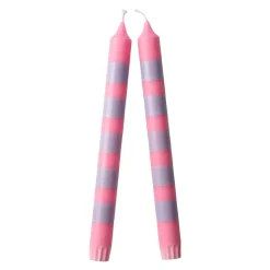 Kronelys 2pk Striper Rosa/Blå