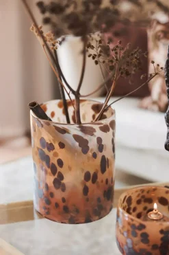Lama Lyslykt Leopard Glass Ø14 Brun