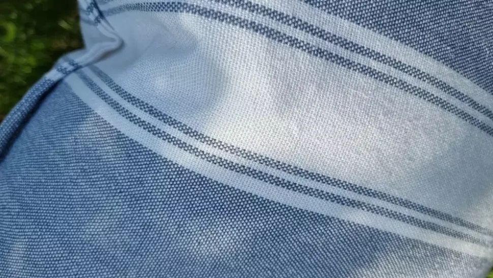 Lama Putetrekk PET 50x50 Mellomblå Med Hvit Stripe