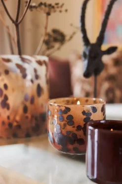 Lama Vase Leopard Glass Ø20 Brun