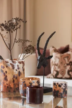 Lama Vase Leopard Glass Ø20 Brun