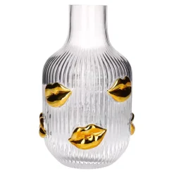L´Amour Vase H(25Cm) Lips Gull/Klar Sprayet