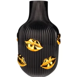 L´Amour Vase H(30Cm) Lips Gull/Svart Sprayet