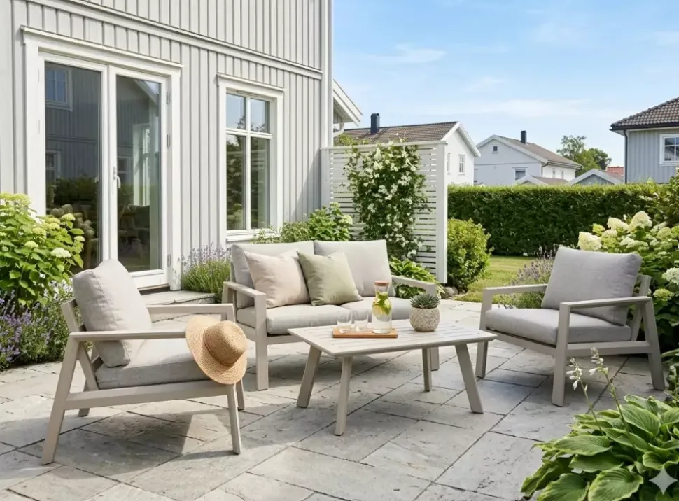 Langør Sofasett Beige 2+1+1+Bord