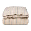 Lexington Beige/Hvit Striper Bomullspoplin Sengesett Dobbeldyne
