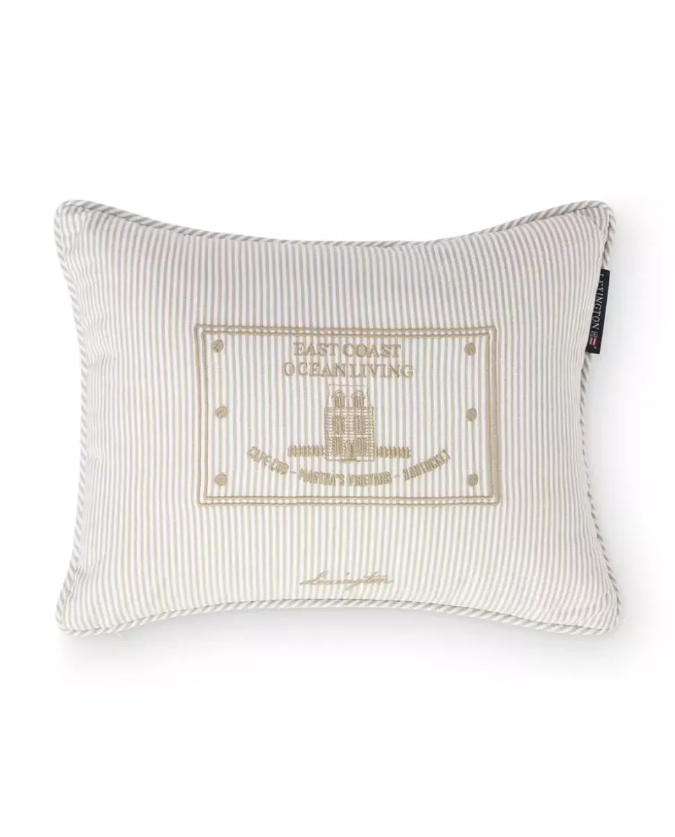 Lexington Beige/Hvitt Stripet Pute i Økologisk Bomull