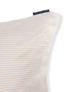 Lexington Beige/Hvitt Stripet Sengesett I Bomullssateng Lang