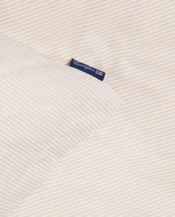 Lexington Beige/Hvitt Stripet Sengesett I Bomullssateng Lang