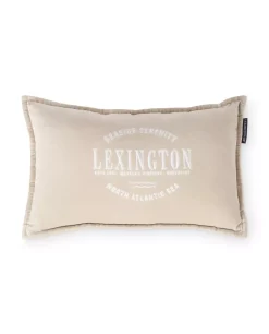 Lexington Beige Pute i Økologisk Bomull Med Logo 50X30