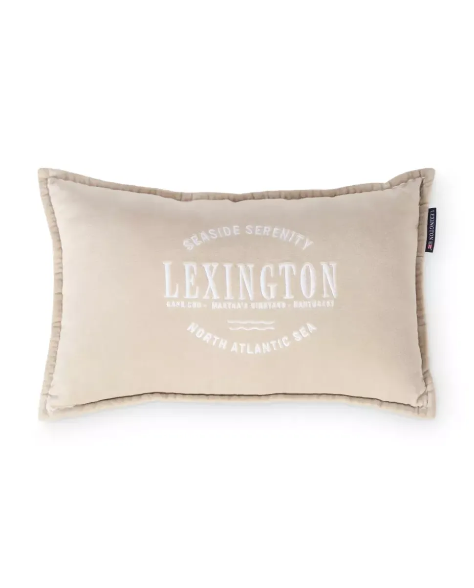 Lexington Beige Pute i Økologisk Bomull Med Logo 50X30