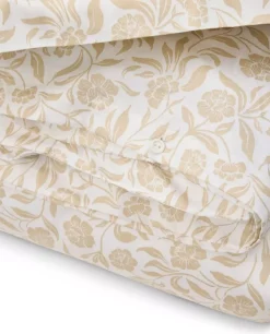 Lexington Hvit/Beige Blomster Bomullsateng Sengesett Dobbeldyne